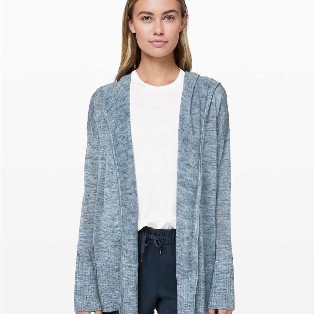 Lululemon Calm and Collected Wrap Heathered Sailboat Classic Navy Linen Blend